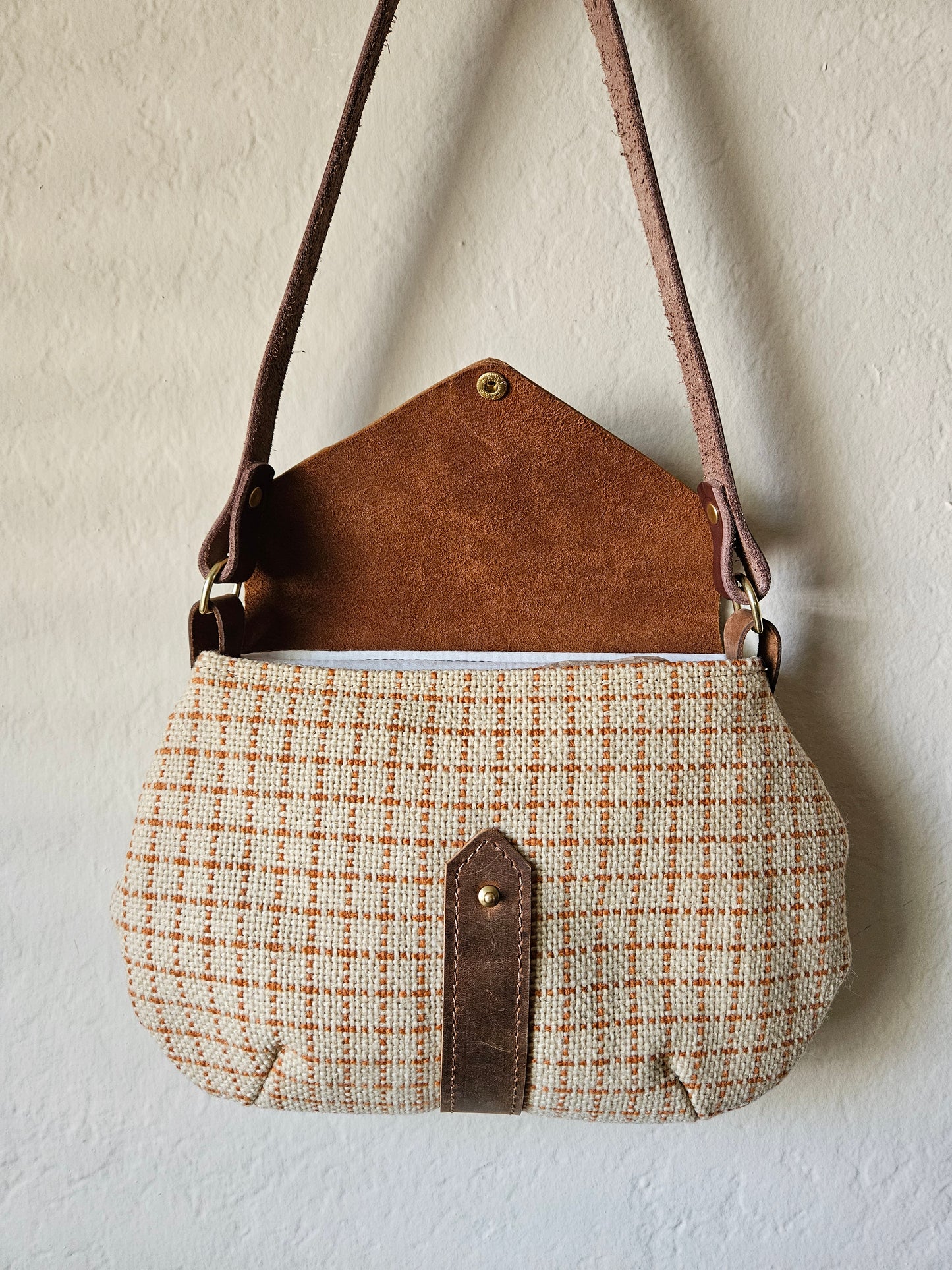 Vintage Unique Fabric Leather Shoulder Handbag