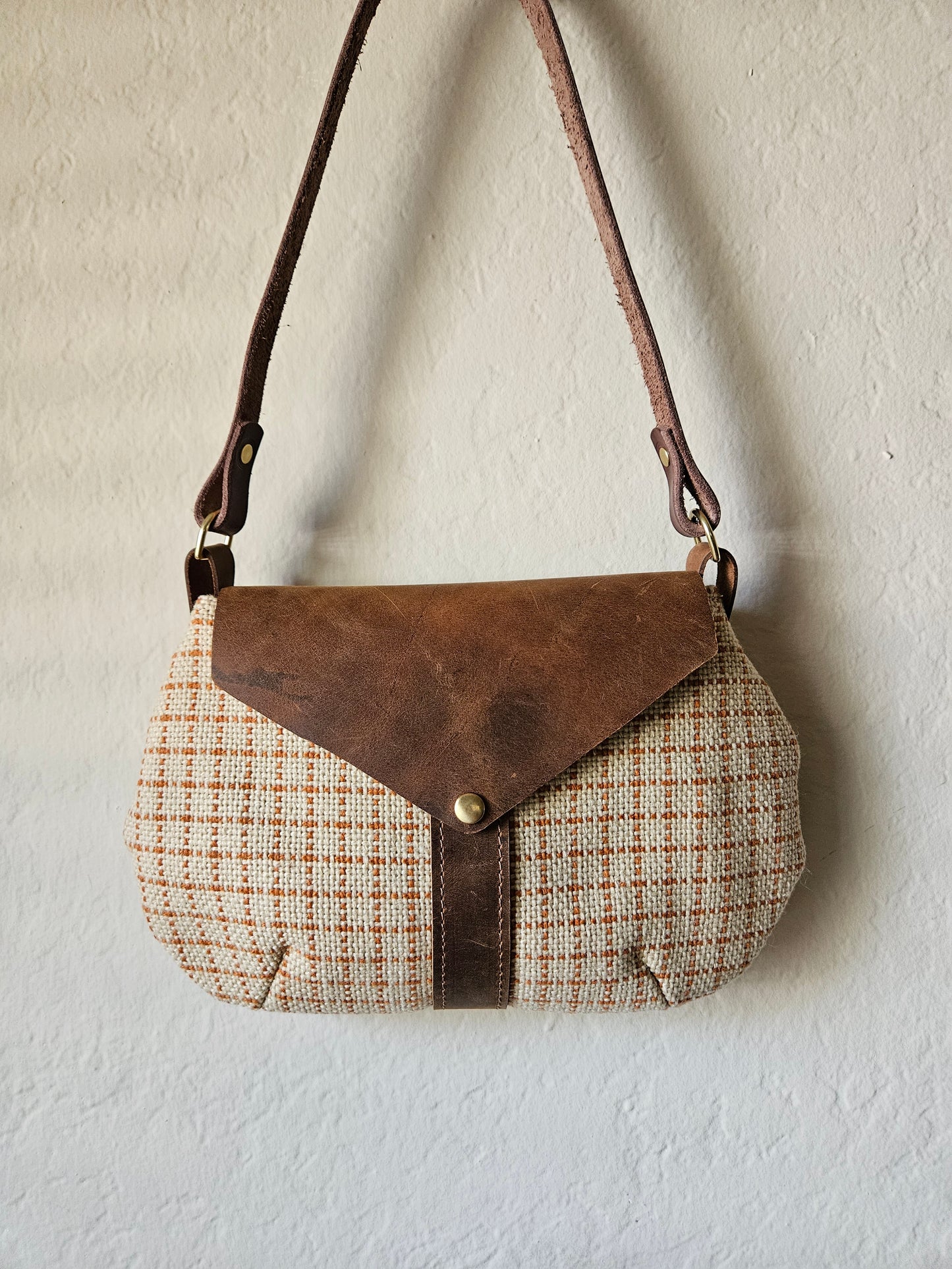 Vintage Unique Fabric Leather Shoulder Handbag