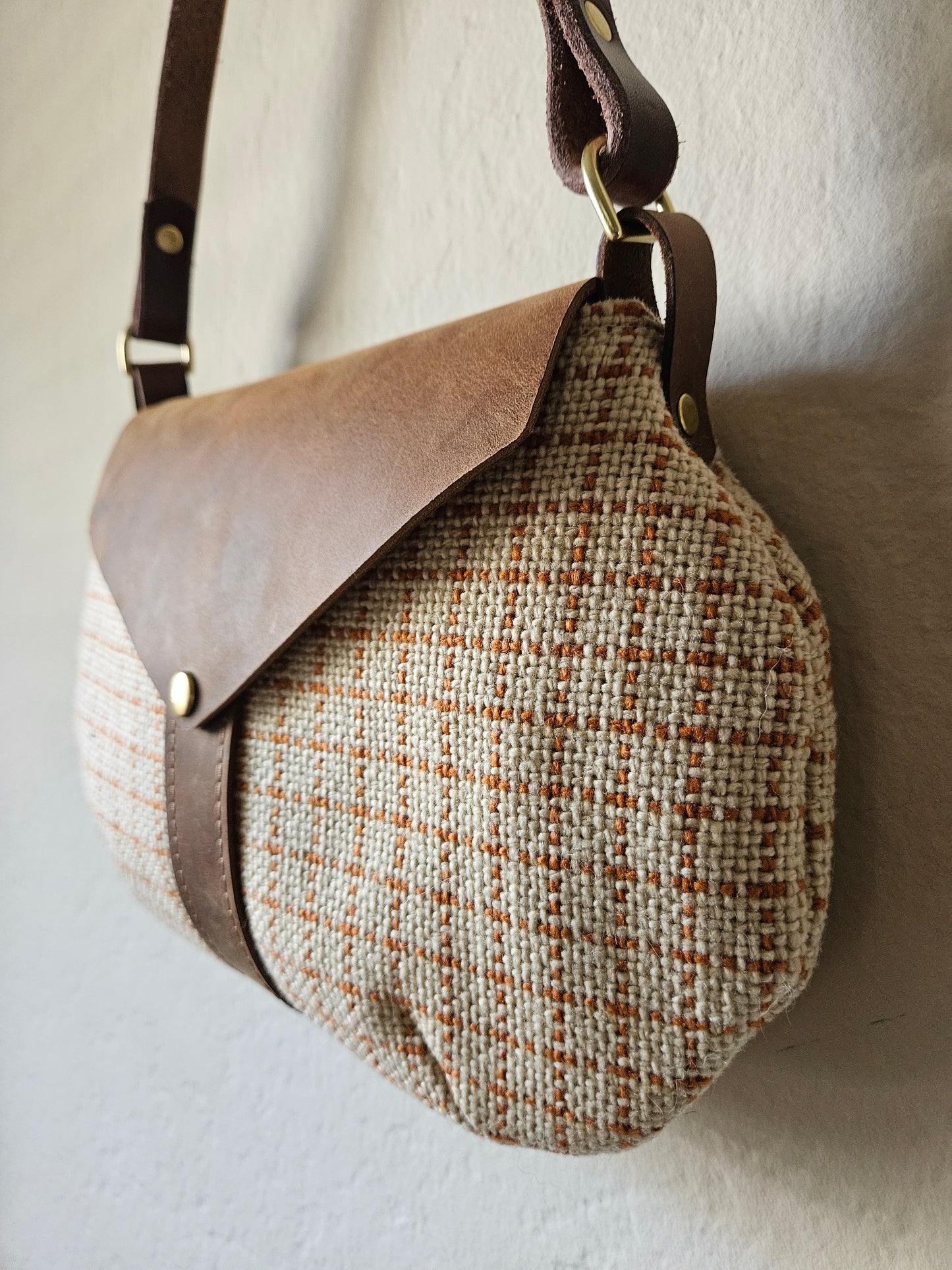 Vintage Unique Fabric Leather Shoulder Handbag