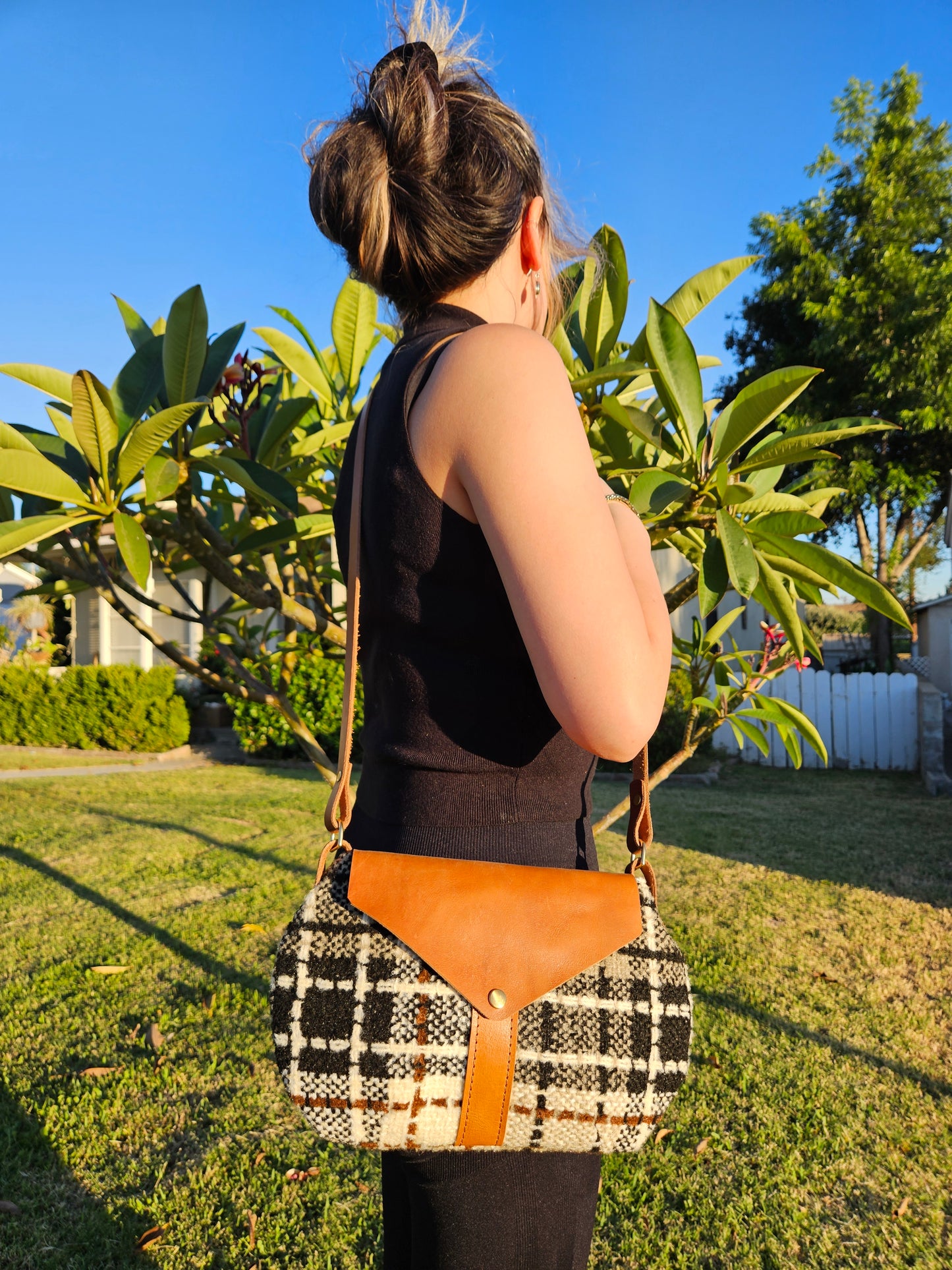 1970's Vintage Fabric Leather Crossbody