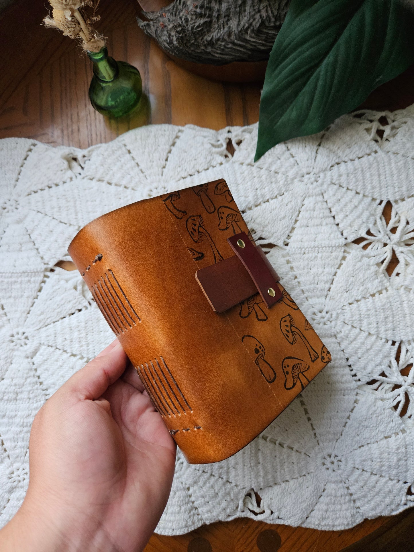 Mushroom Mixed Media Leather Journal
