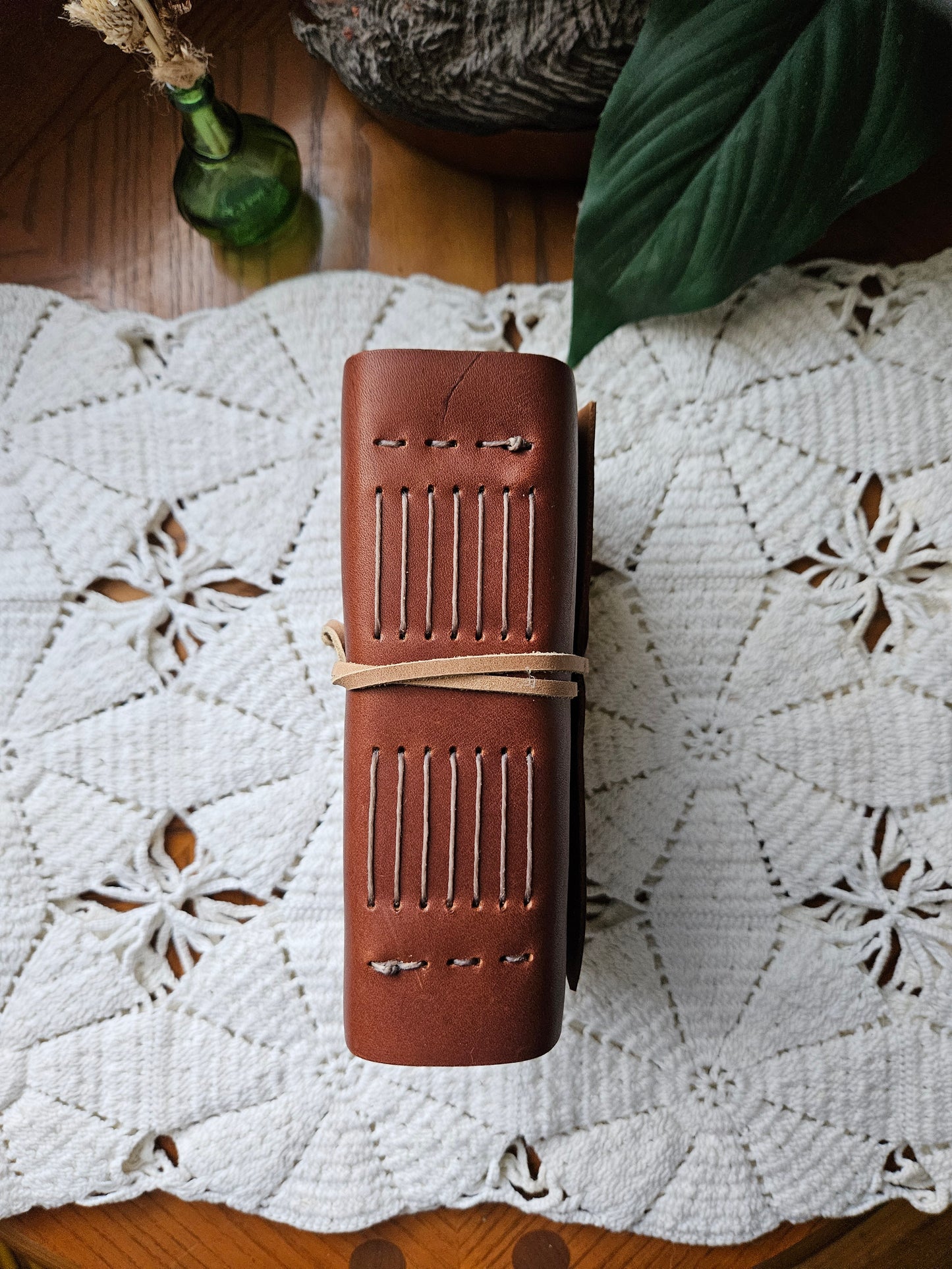 Antique Brass Key Music Note Leather Journal