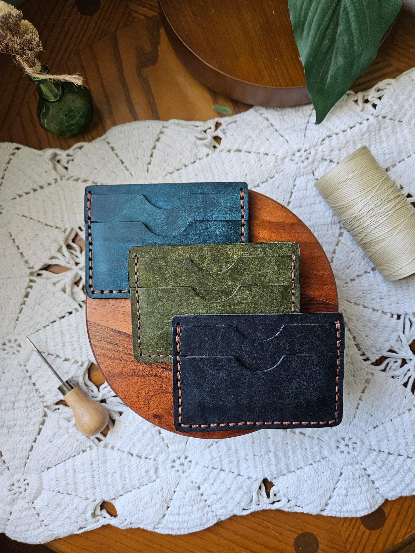 Teal Blue Minimal Leather Cardholder