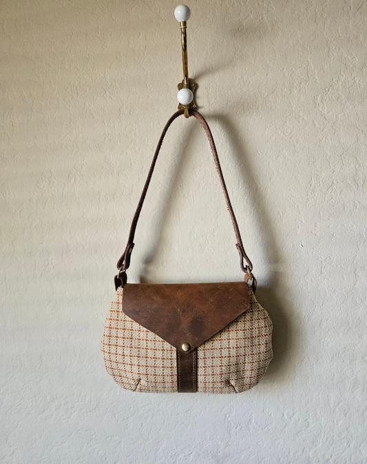 Vintage Unique Fabric Leather Shoulder Handbag
