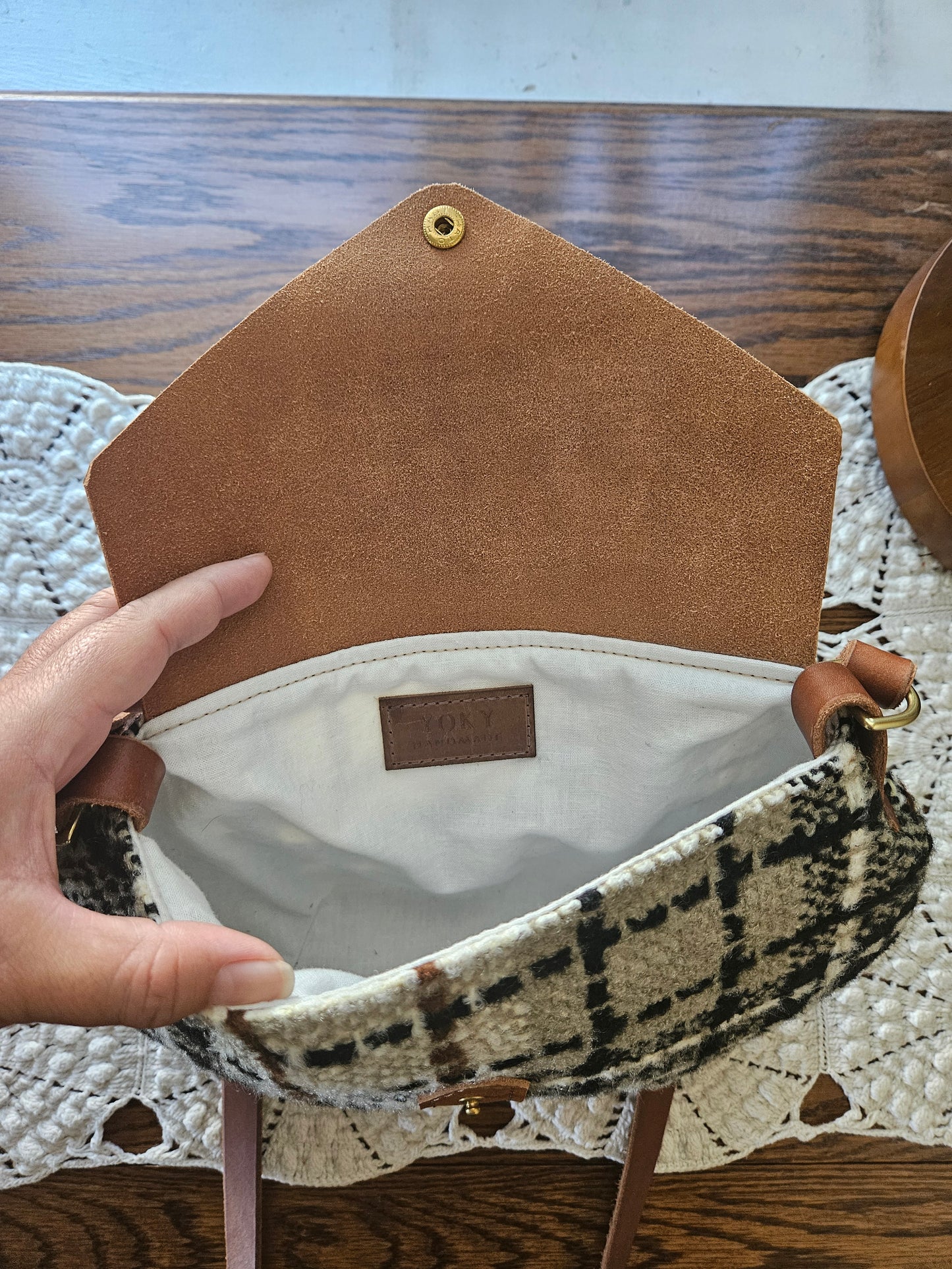 1970's Vintage Fabric Leather Crossbody